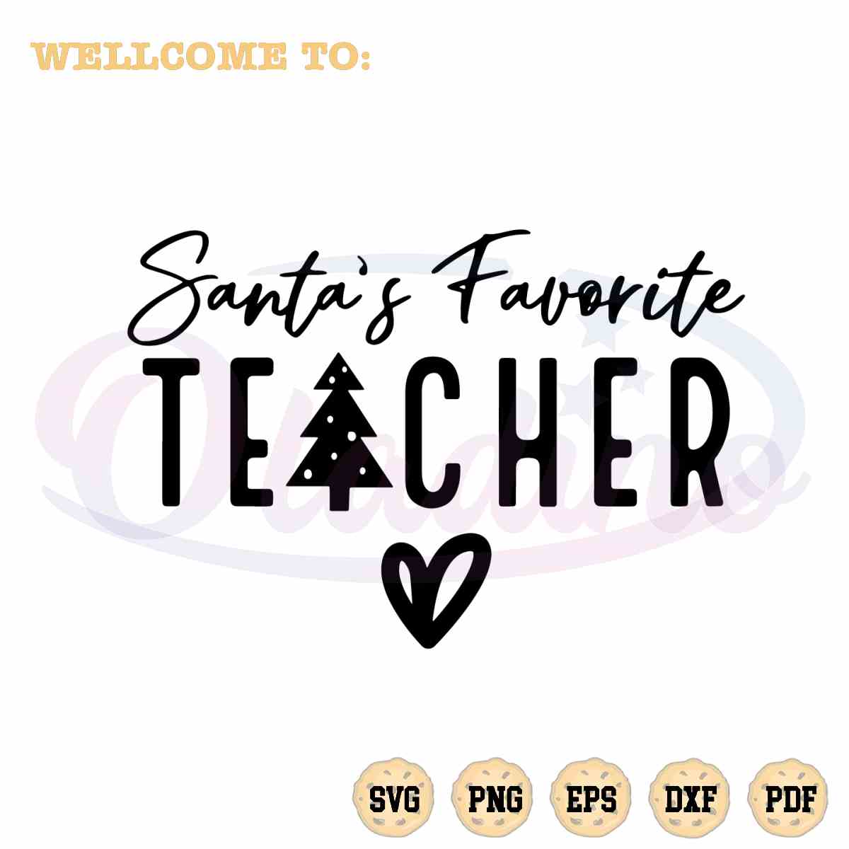 Santa's Favorite Teacher SVG Merry Christmas Graphic Design Cutting File