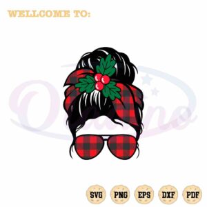 Christmas Mom Life Kid Life SVG Plaid Glasses Graphic Designs Files