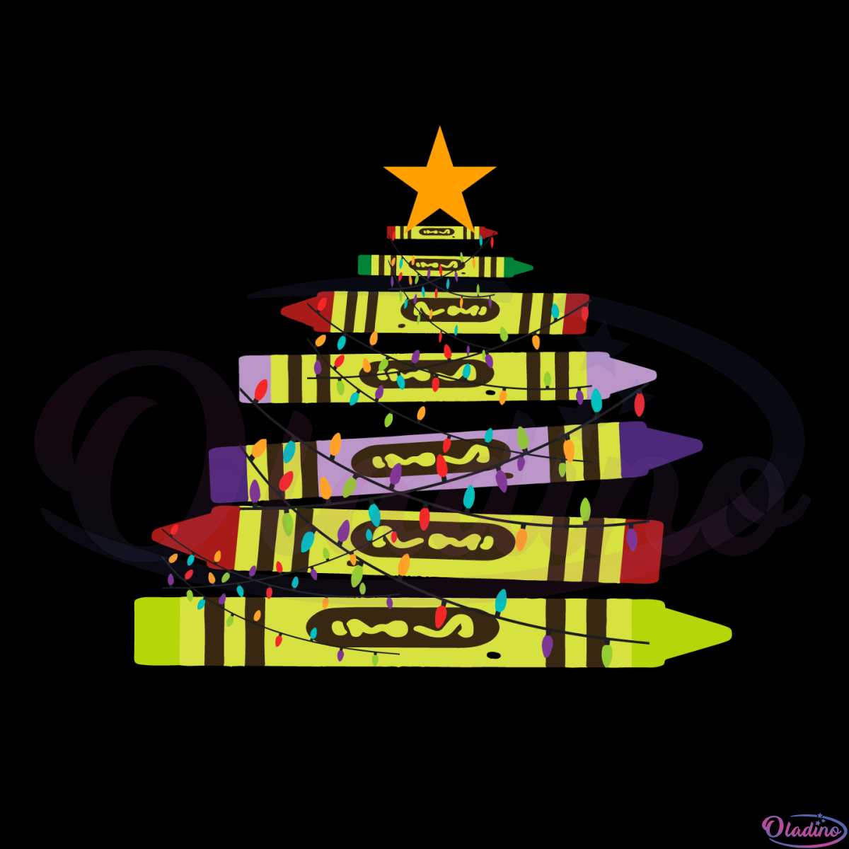 Teacher Christmas Crayon Tree Light Gifts Student Svg Cutting Files