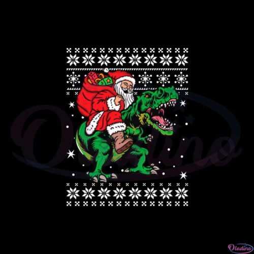 funny-santa-dinosaur-ugly-christmas-sweater-svg-cutting-files