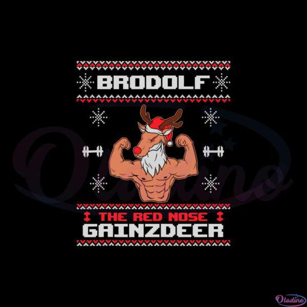 brodolf-the-red-nose-gainzdeer-gym-svg-graphic-designs-files