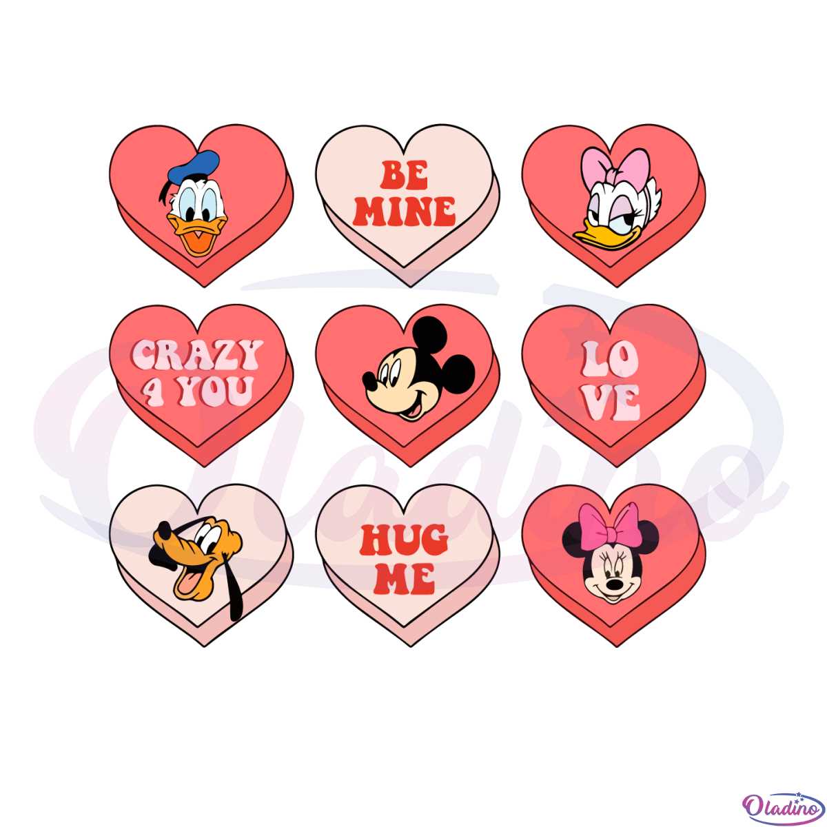 Candy Heart Mickey And Friends Disney Valentine Svg Files