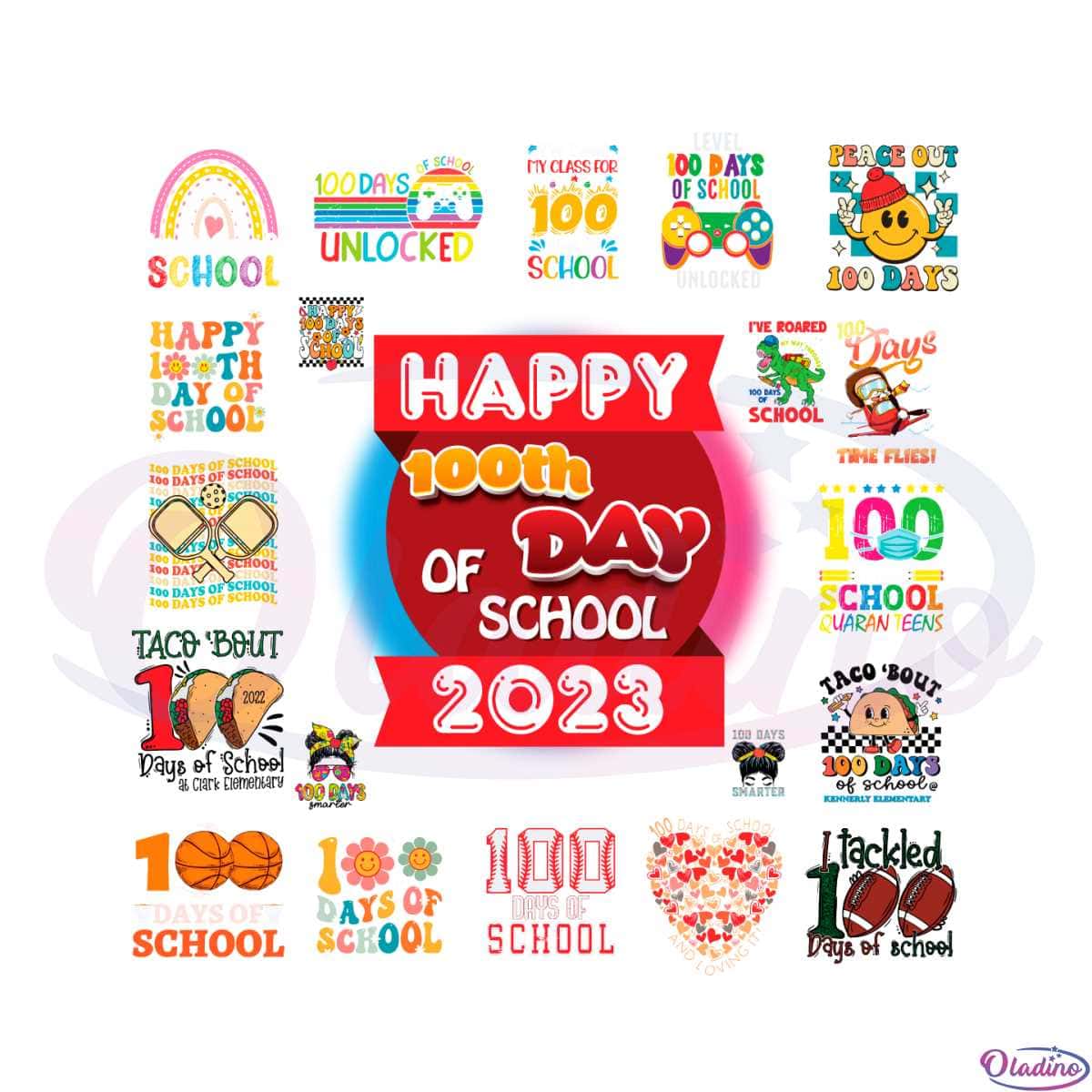 Happy 100th Day Of School 2023 Bundle Svg Cutting Files