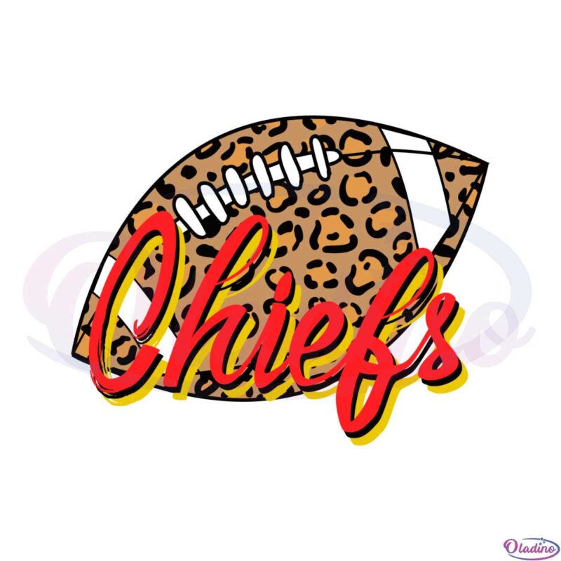 Chiefs Football Leopard Print Football SVG Graphic Designs Files