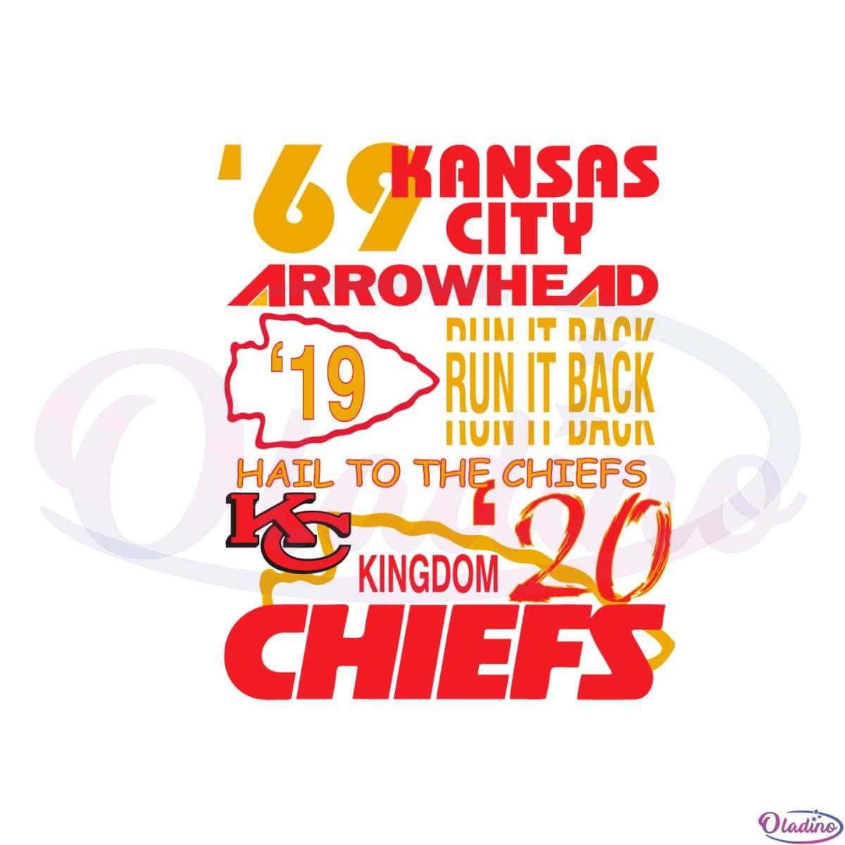 Original kansas City Chiefs '69 Arrowhead Run It Back Hail To The