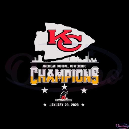 Kansas City Chiefs Skylines American Football Conference Champions 2023 Svg