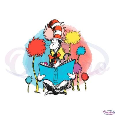 Dr Seuss Watersplash Cat In The Hat PNG Sublimation Designs - Oladino