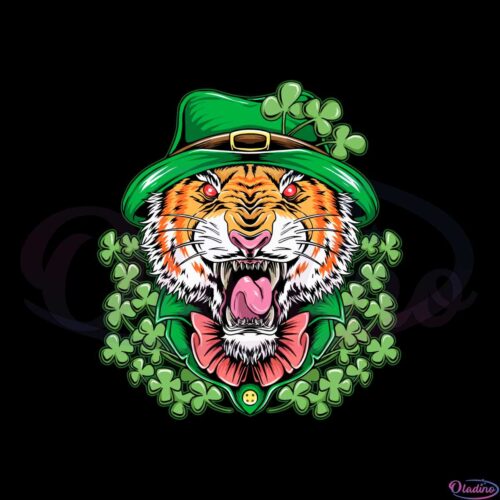 st-patricks-day-lucky-shamrock-tiger-svg-graphic-designs-files