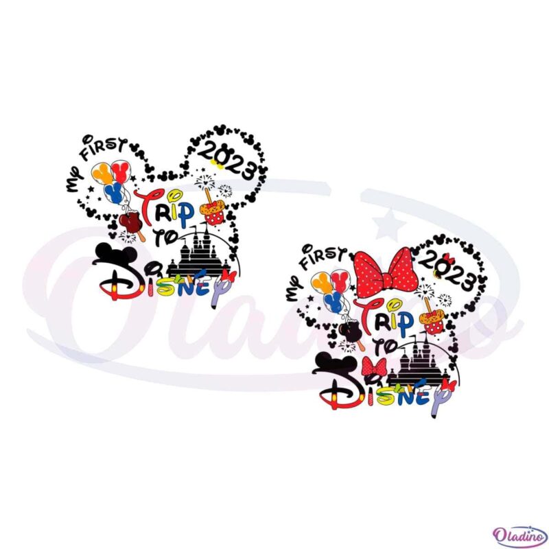 My First Trip To Disney Mickey And Minnie Head SVG Cutting Files