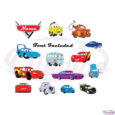 Lightning Mcqueen Cars Bundle Svg Graphic Designs Files