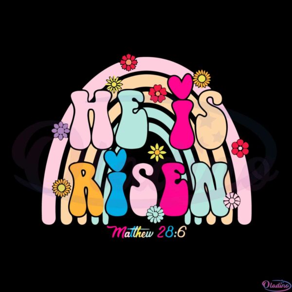 retro-he-is-risen-easter-floral-rainbow-svg-graphic-designs-files