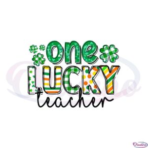 st-patricks-day-buffalo-plaid-teacher-tee-one-lucky-teacher-svg