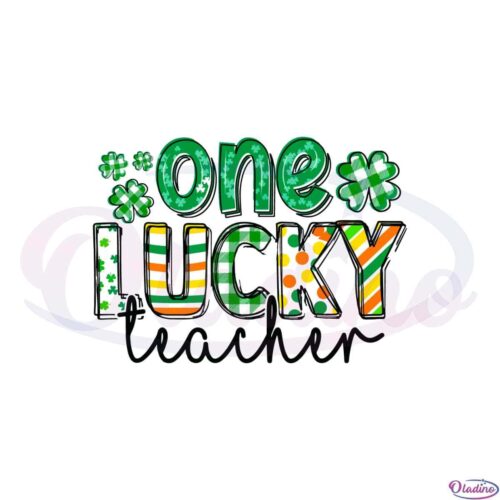 st-patricks-day-buffalo-plaid-teacher-tee-one-lucky-teacher-svg