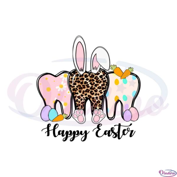happy-easter-dentist-floral-leopard-tooth-svg-cutting-files