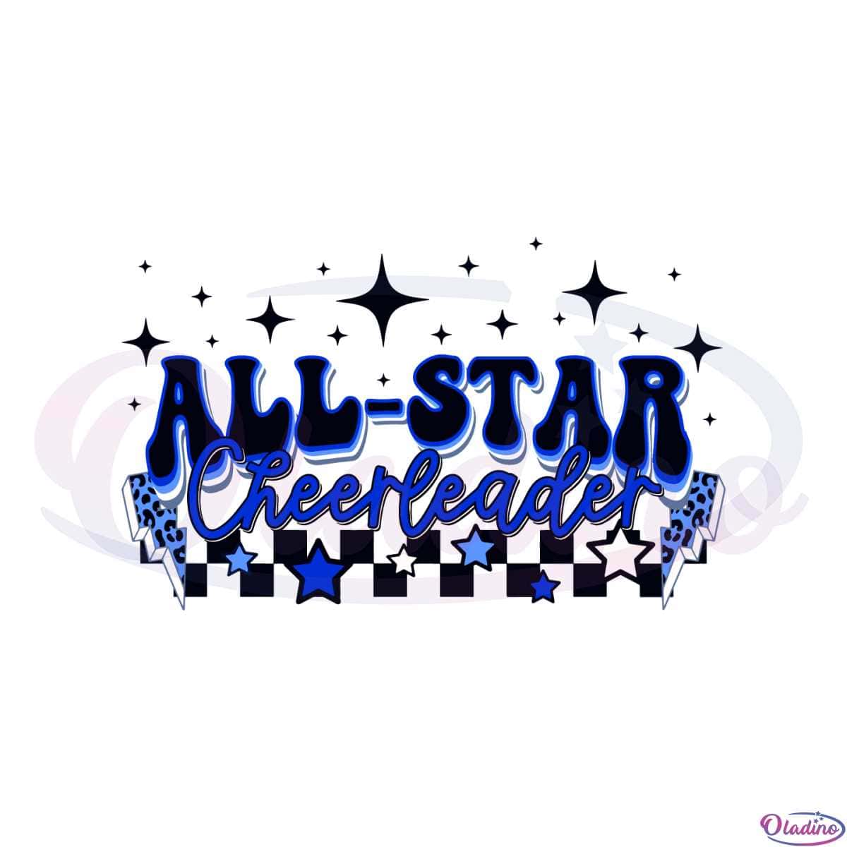 Retro All Star Cheerleader Leopard Lightning Bolt Svg Cutting Files