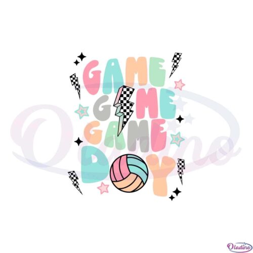 game-day-volleyball-checkered-bolt-best-design-svg-digital-files