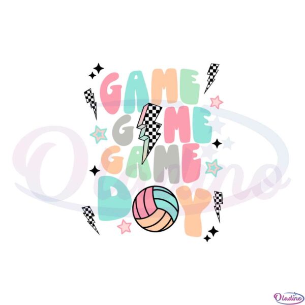 game-day-volleyball-checkered-bolt-best-design-svg-digital-files