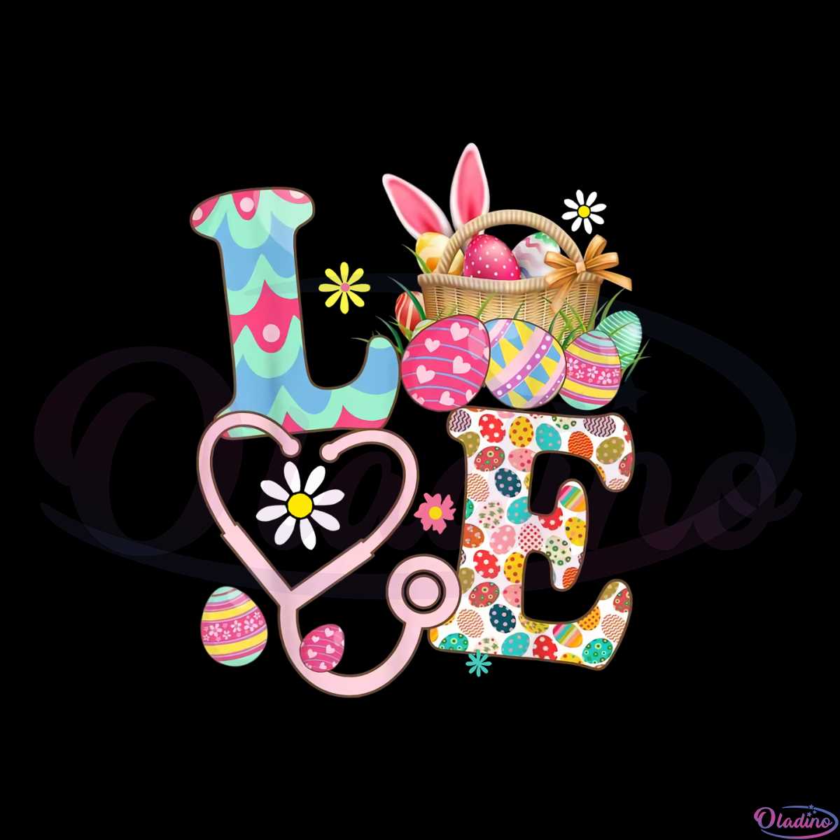 love-stethoscope-scrub-life-nurse-bunny-easter-day-png