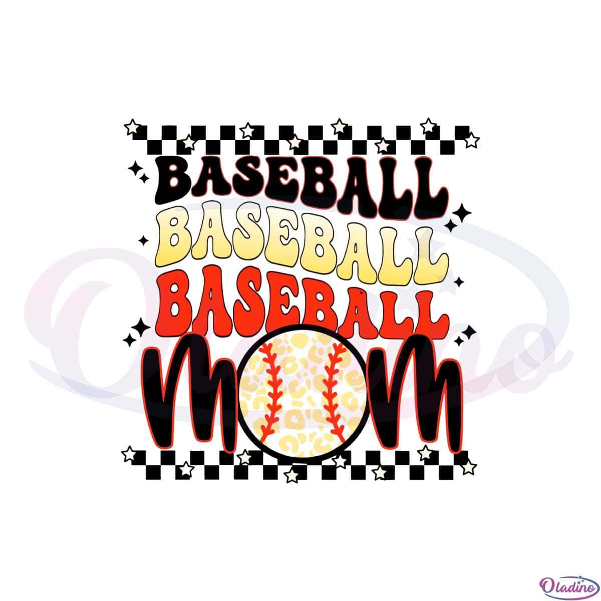 Retro Leopard Baseball Mom Happy Mothers Day SVG Cutting Files