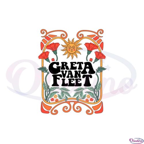 floral-retro-greta-van-fleet-vintage-dream-in-gold-tour-2023-svg