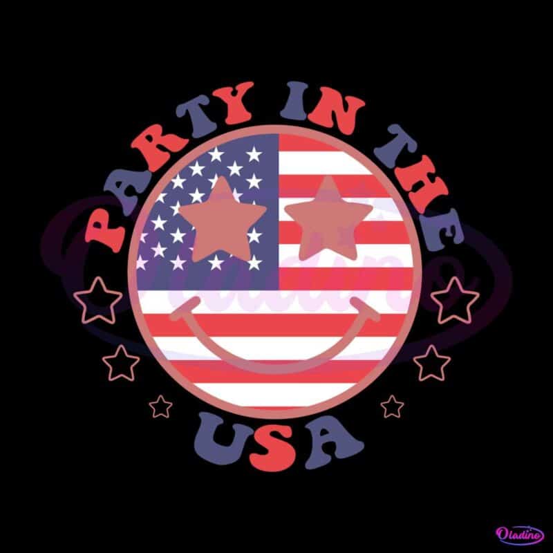 party-in-the-usa-retro-groovy-4th-of-july-smiley-face-svg