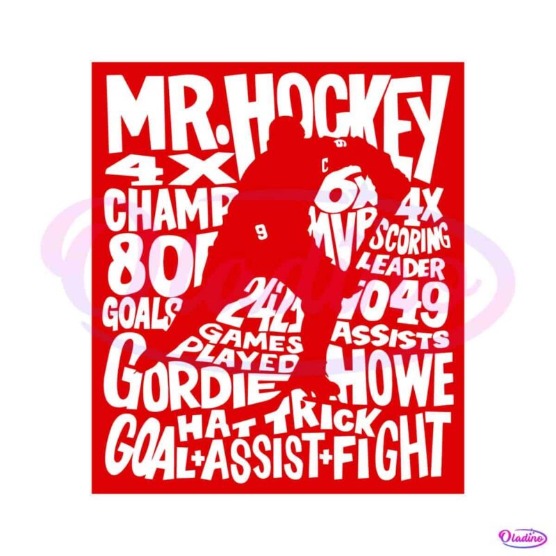 Gordie Howe Word Art Mr Hockey SVG Graphic Designs Files