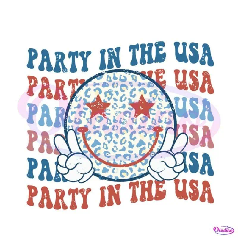 party-in-the-usa-smile-face-patriotic-day-svg-graphic-design-file