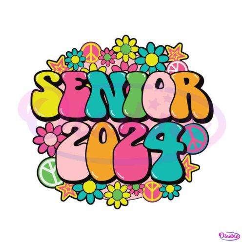 peace-love-floral-groovy-senior-2024-svg-cutting-digital-file