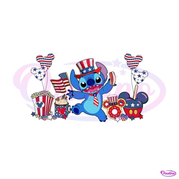 Drink And Food 4th Of July Funny Disney Patriot Stitch PNG File