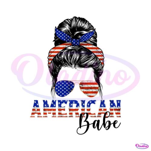 american-babe-messy-bun-png-4th-of-july-bun-mom-png-file