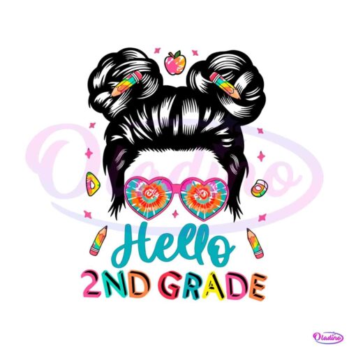 hello-2nd-grade-messy-bun-back-to-school-svg-digital-file