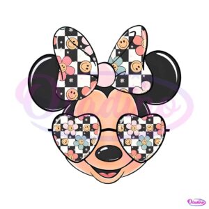 disney-funny-floral-bow-cute-minnie-mouse-with-glasses-png