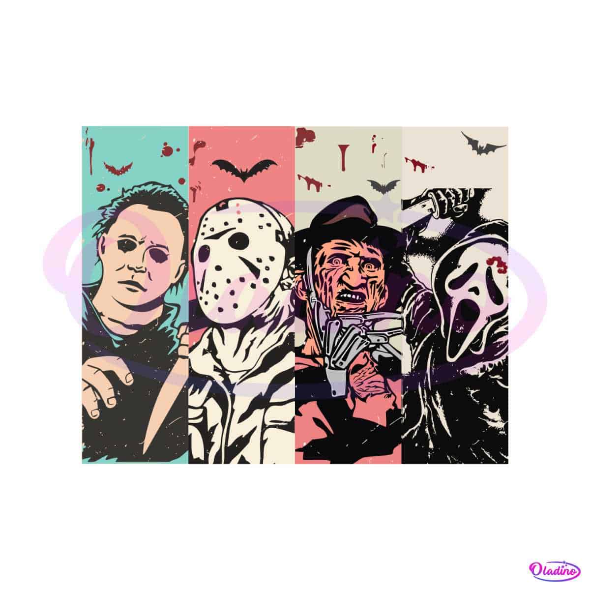 Digital Download Horror Themed Pop Culture Funny Retro 80s Valentine's Day  Cards 4 Pack Michael Jason Freddy Ghostface