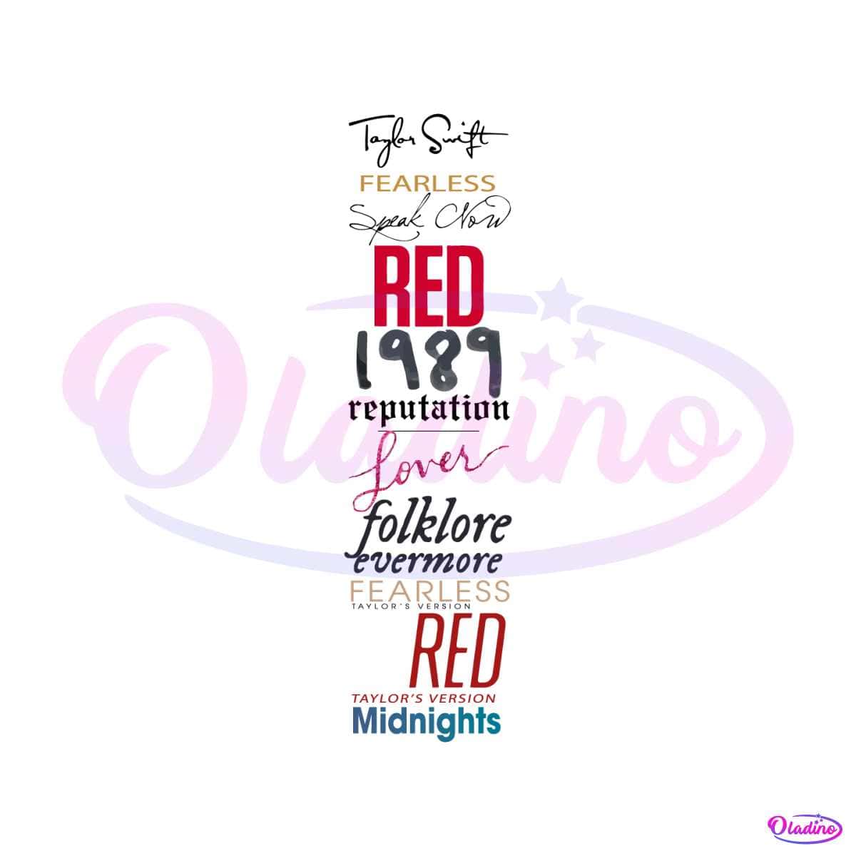 Taylor Swift List Albums Svg Swiftie Merch Svg Digital Cricut File