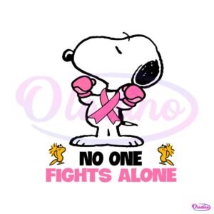 no-one-fights-alone-snoopy-breast-cancer-awareness-svg