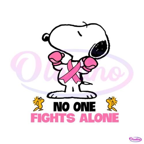 no-one-fights-alone-snoopy-breast-cancer-awareness-svg