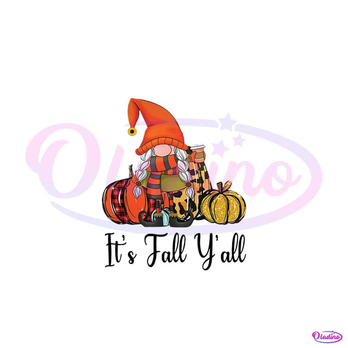 It's Fall Yall Gnome Halloween SVG Graphic Design File