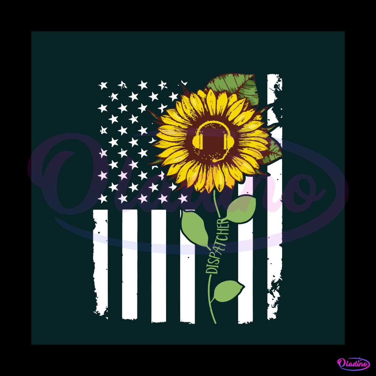 American Flag Dispatcher Sunflower Hippie SVG Digital File - Oladino