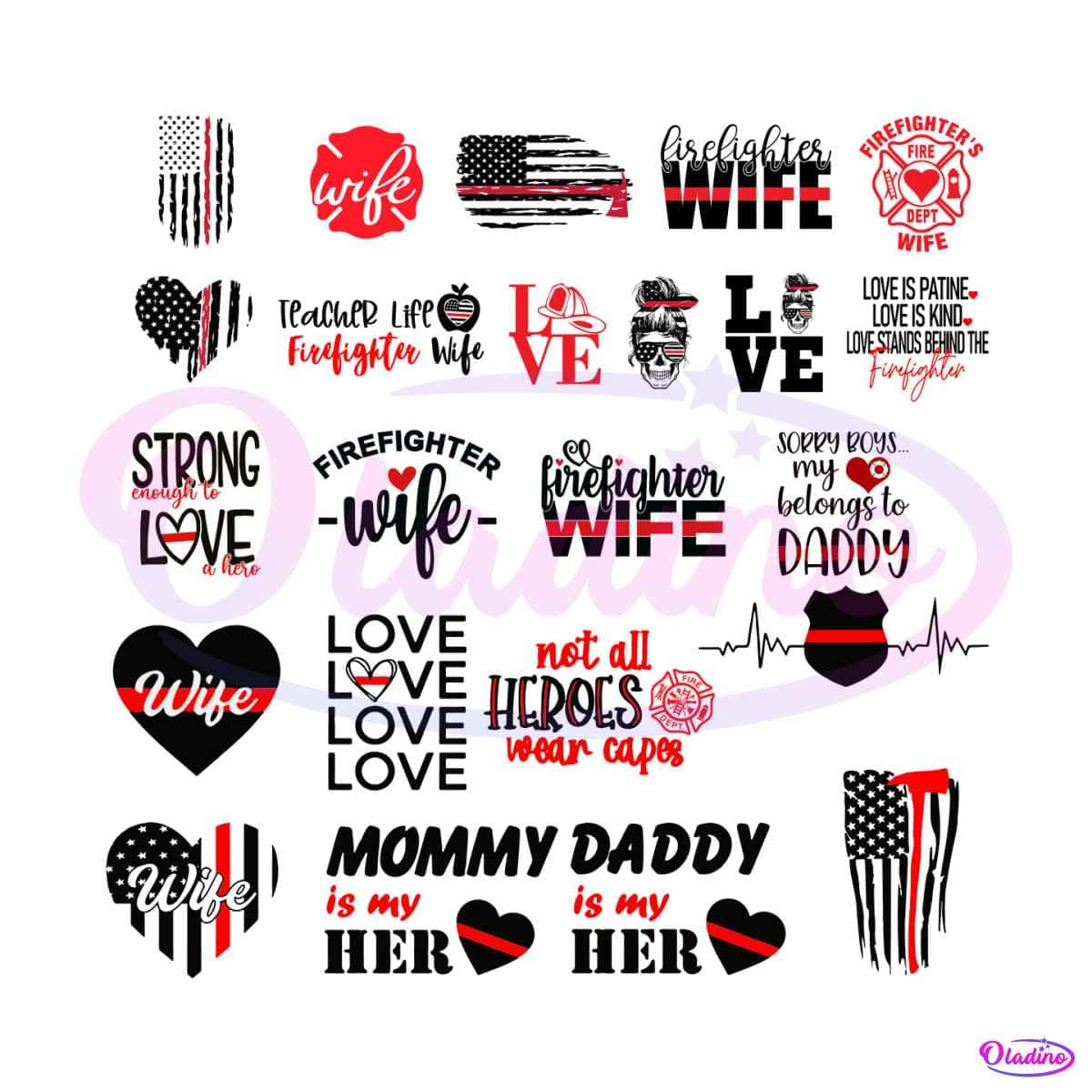 Firefighter Wife Lover SVG Bundle Cutting Digital File