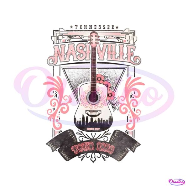 nashville-tennessee-country-music-retro-guitar-png-download