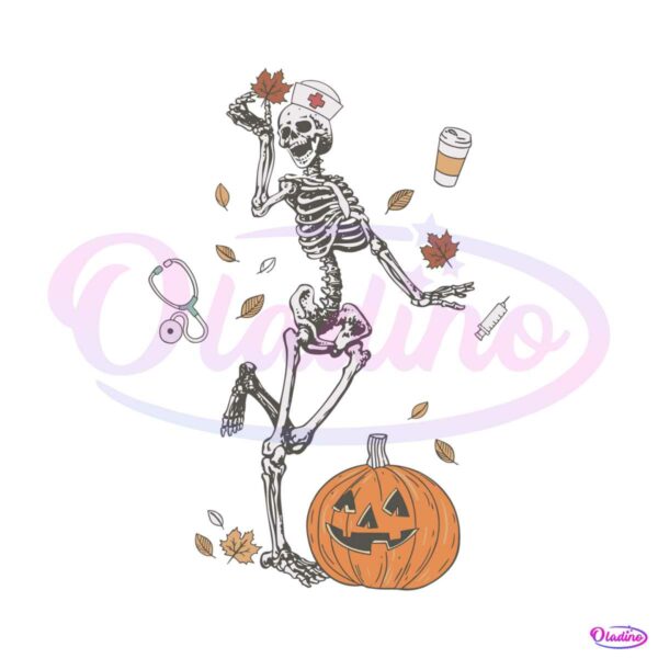 funny-nurse-svg-halloween-skeleton-with-nurse-hat-svg-file
