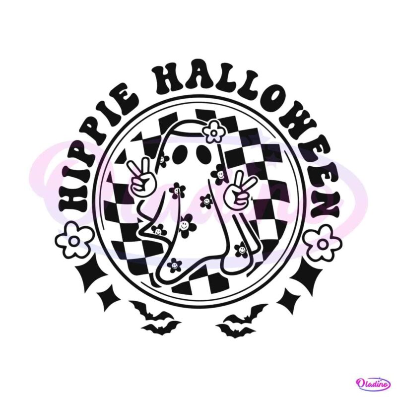 Vintage Hippie Halloween SVG Funny Ghost SVG File For Cricut