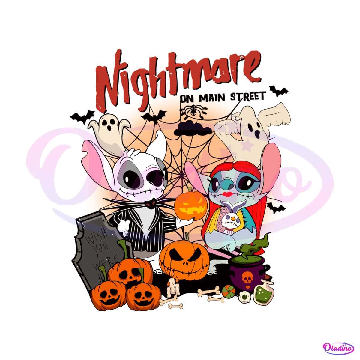 Stitch Nightmare On The Main Street Jack And Sally SVG File