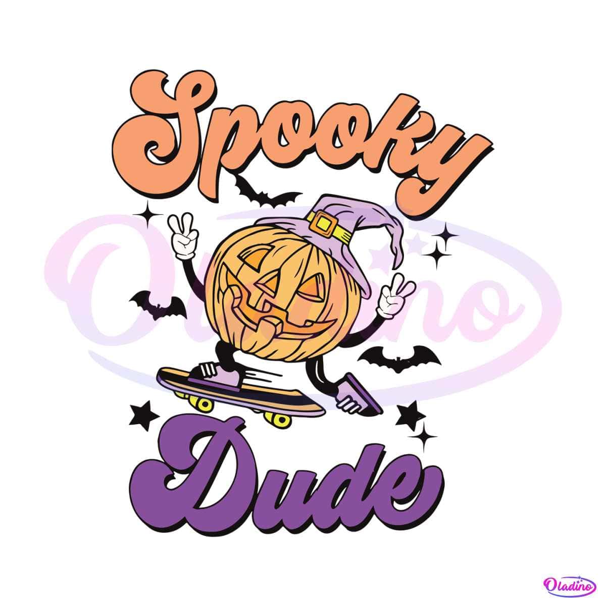 Retro Halloween Spooky Dude Pumpkin Skateboard SVG File