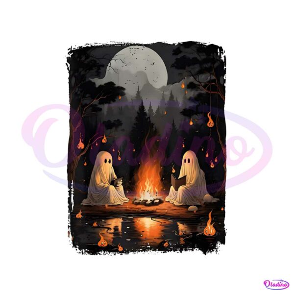 retro-halloween-book-png-ghost-halloween-camping-png