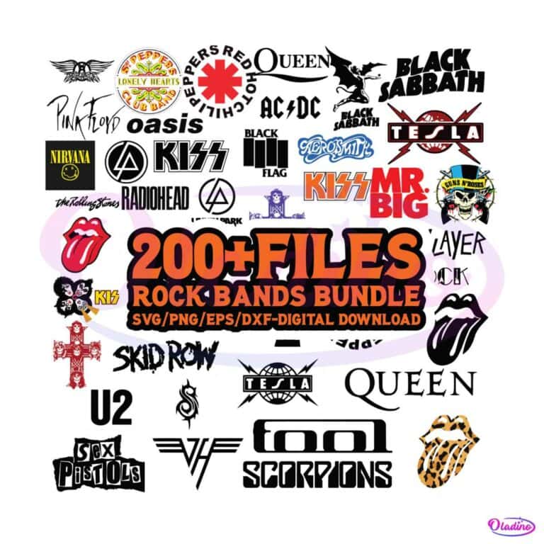 Vintage Rock Bands SVG Bundle Digital Download Files - Oladino
