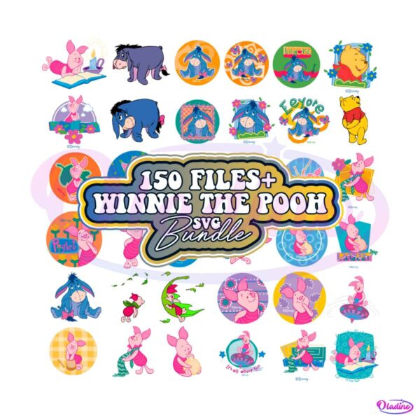 Retro Winnie The Pooh Bundle SVG Cutting Digital File