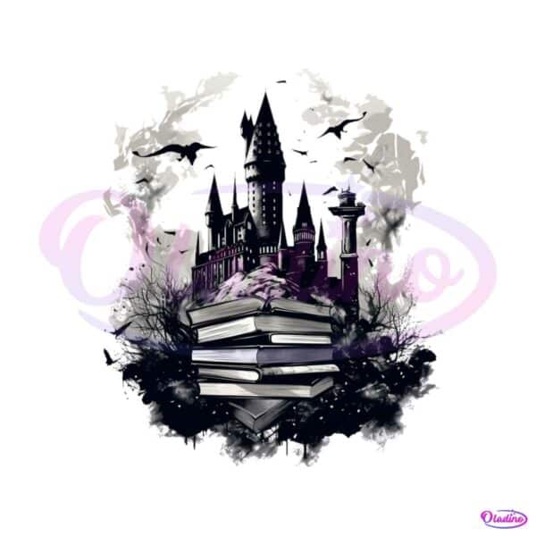 hogwarts-castle-books-crow-silhouette-png-download