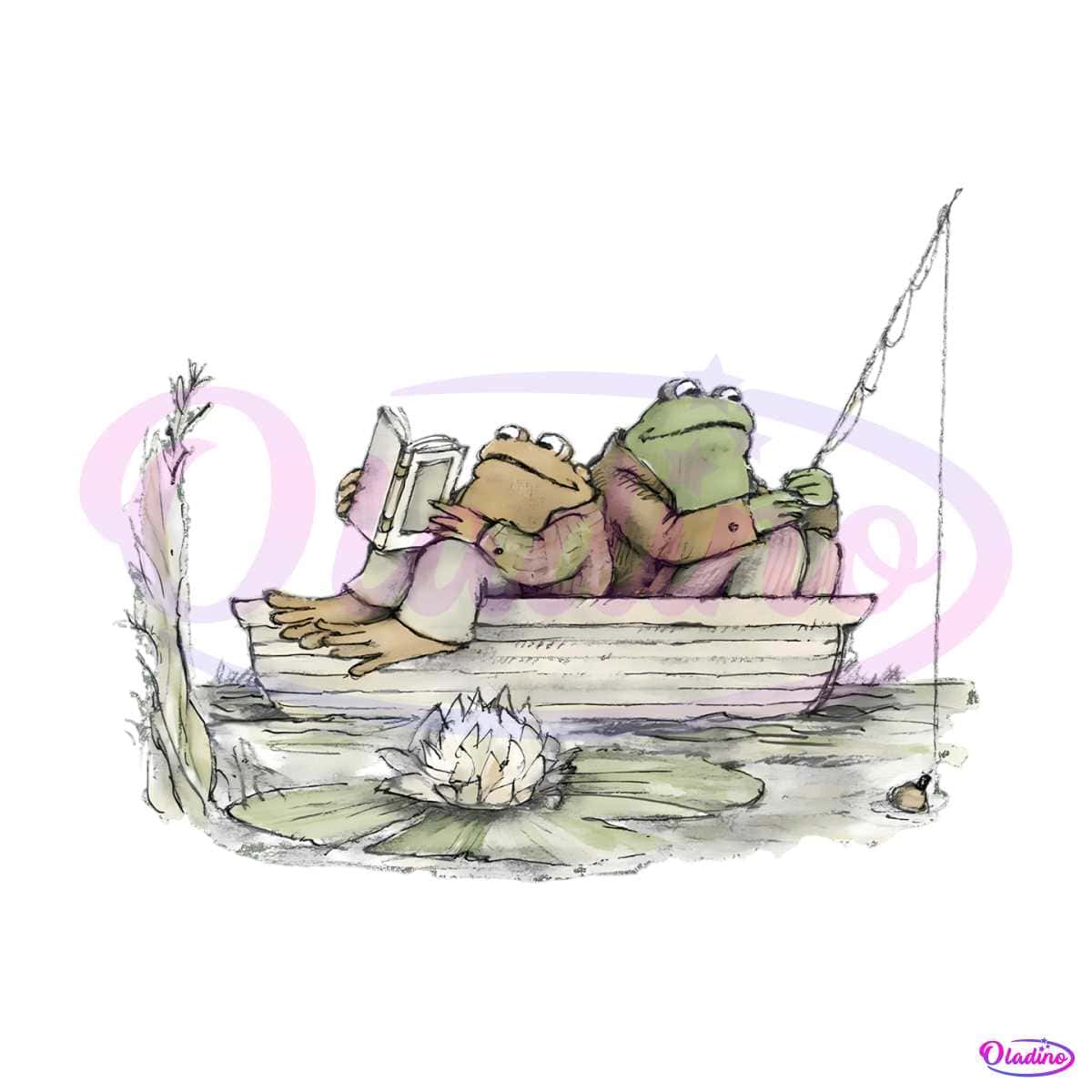 Funny Frog And Toad Read Book PNG Sublimation Download