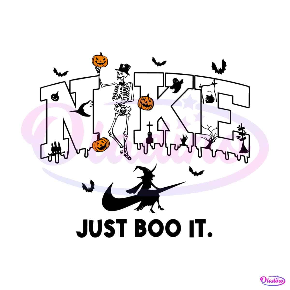 Halloween Skeleton Pumpkin Witch Just Boo It SVG Download